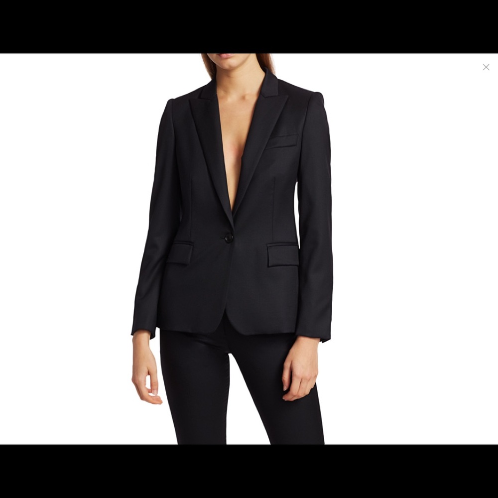STELLA McCARTNEY BLACK INGRID WOOL BLAZER IT 46 .